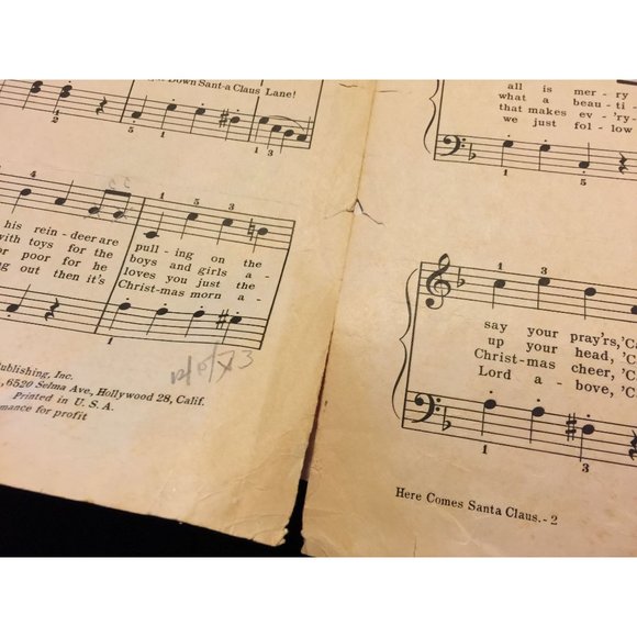 Here Comes Santa Claus by Gene Autry & Oakley Haldeman Vintage Sheet Music - Picture 8 of 12